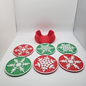 Christmas Décor Cup Coasters a Set With Cork Bottoms